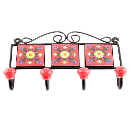 Red Yellow Flower Tiles Hooks